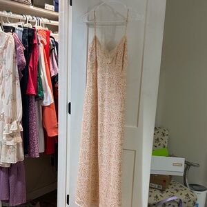 LOFT Peach and Green Floral Slip Dress